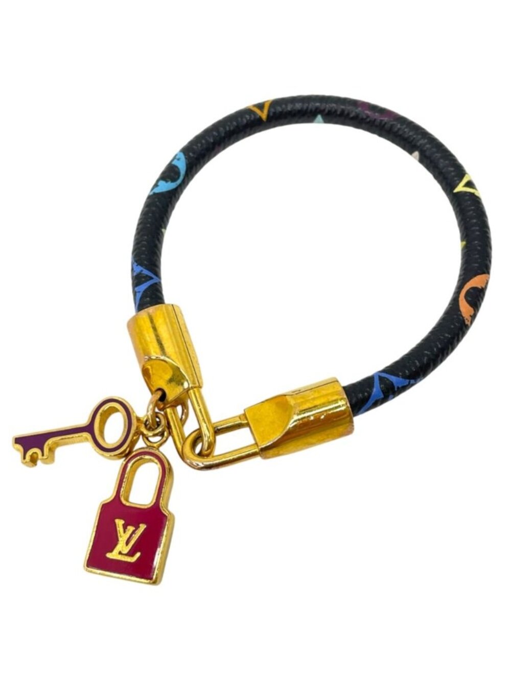 Louis Vuitton Bracelet Monogram Multicolor Canvas Metal Gold Black